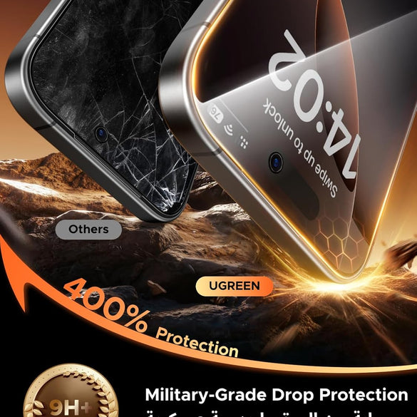 UGREEN 2 Pack for iPhone 17 Pro Max Screen Protector Privacy 6.9'' 100% Privacy Protection 1:1 Full Coverage Military Grade 9H Tempered Glass Anti-Spy Screen Protector Easy to Install