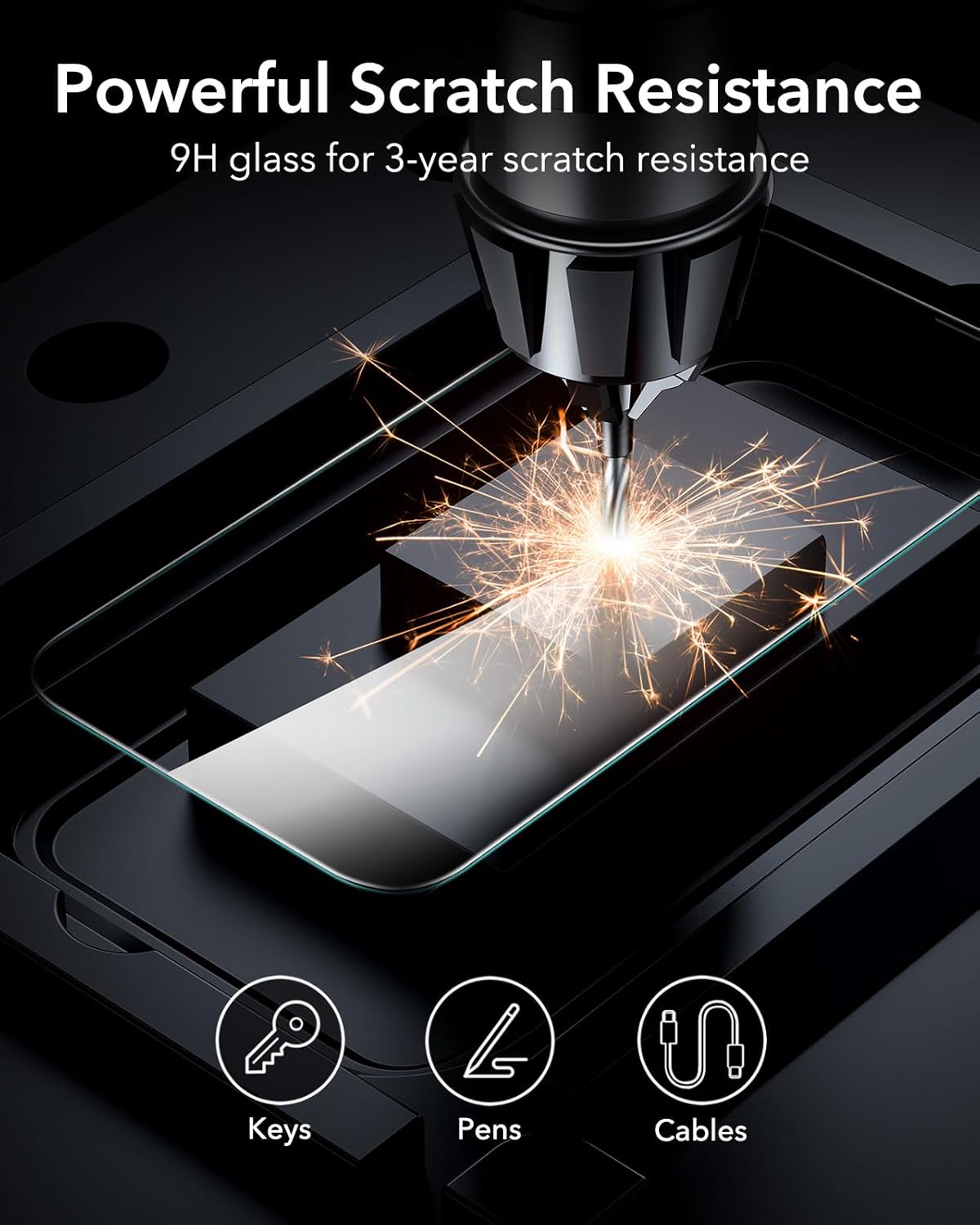 ESR 3 Pack for iPhone 17 Pro Max Screen Protectors, High Clarity, 9H Hardness Scratch Resistant, Military-Grade Tempered Glass, Shatterproof, Screen Guard with Easy Installation Tool