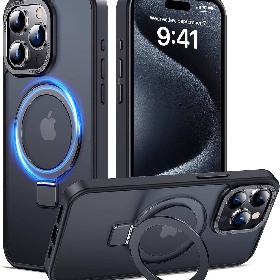 Eligo for iPhone 12 Pro Max Magnetic Case with Invisible Stand, Compatible with MagSafe Shockproof Protection Cover, Translucent Matte Slim Phone Case with Magnet for Apple 12 Pro Max (2020)(Black)