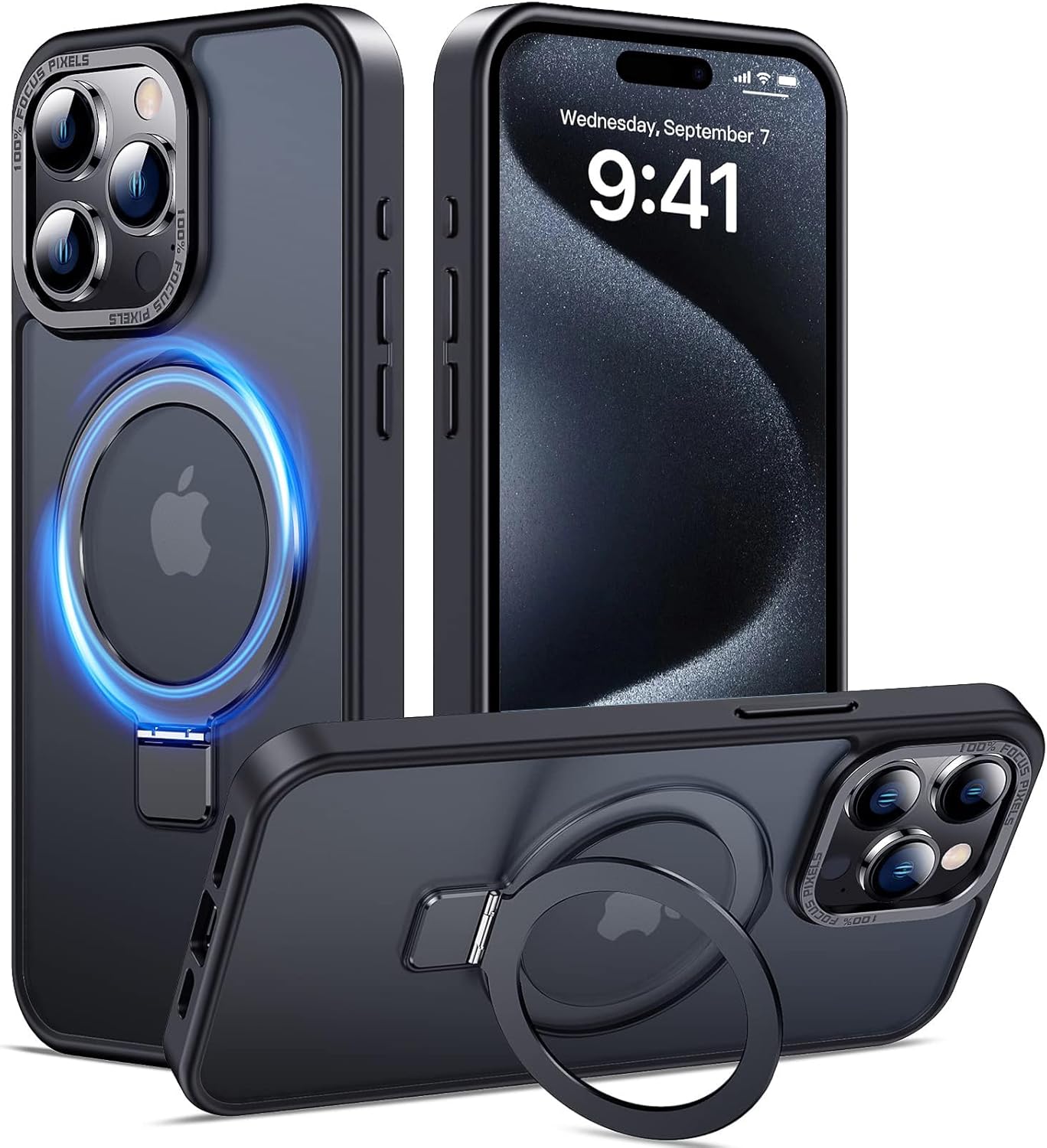 Eligo for iPhone 12 Pro Max Magnetic Case with Invisible Stand, Compatible with MagSafe Shockproof Protection Cover, Translucent Matte Slim Phone Case with Magnet for Apple 12 Pro Max (2020)(Black)