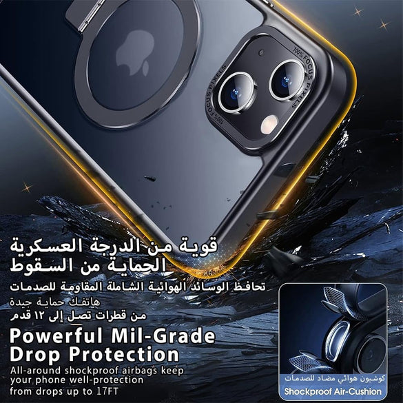 Eligo for iPhone 12 Pro Max Magnetic Case with Invisible Stand, Compatible with MagSafe Shockproof Protection Cover, Translucent Matte Slim Phone Case with Magnet for Apple 12 Pro Max (2020)(Black)