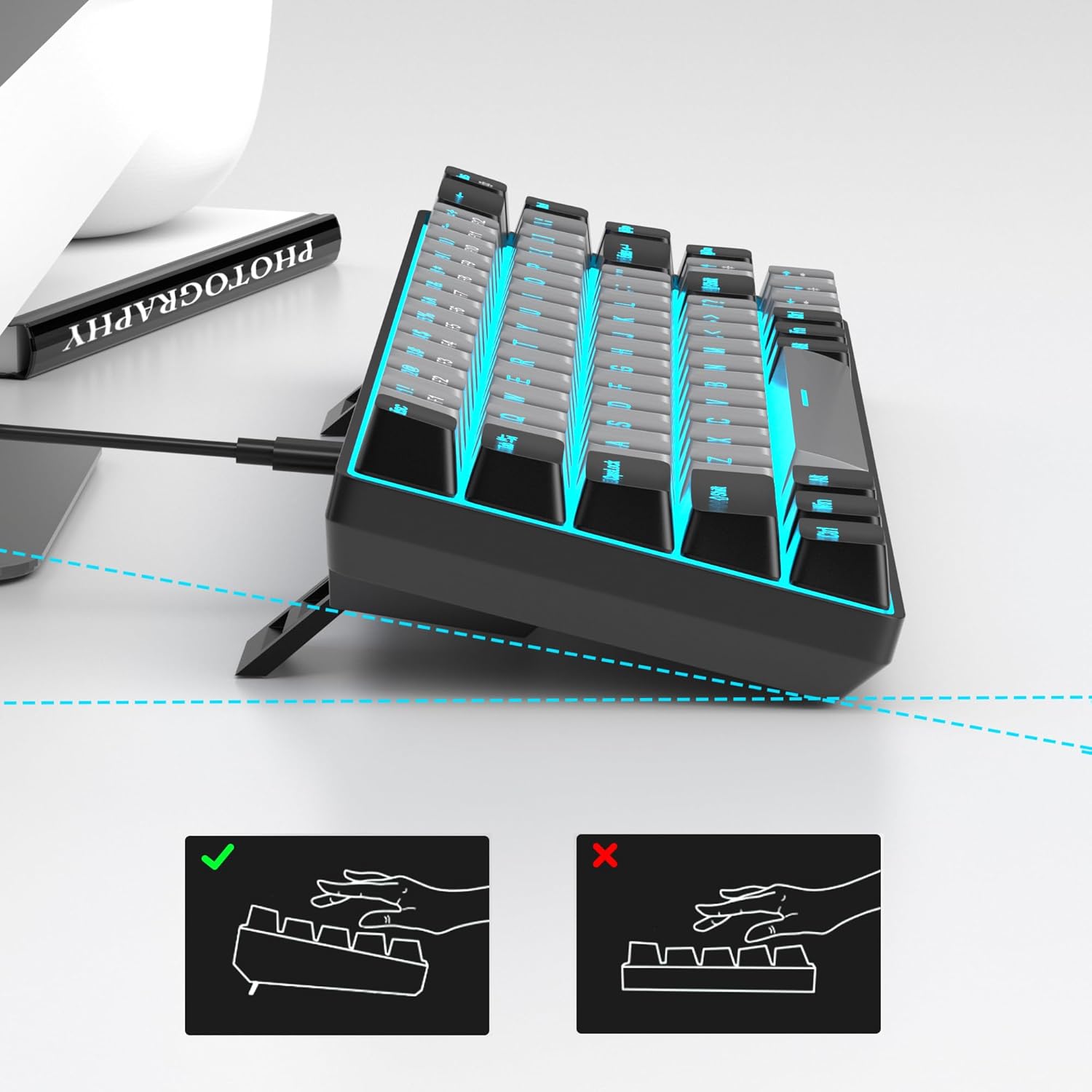MageGee Portable 60% Mechanical Gaming Keyboard (Grey/Blue Switch)