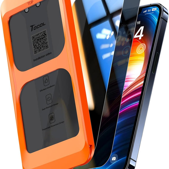 TOCOL 2 Pack for iPhone 15 Pro Screen Protector 6.1 Inch, Easy Installation Full Coverage No Bubbles No Dust Military Grade Shatterproof, 9H Hardness Tempered Glass Screen Protector, Case Friendly
