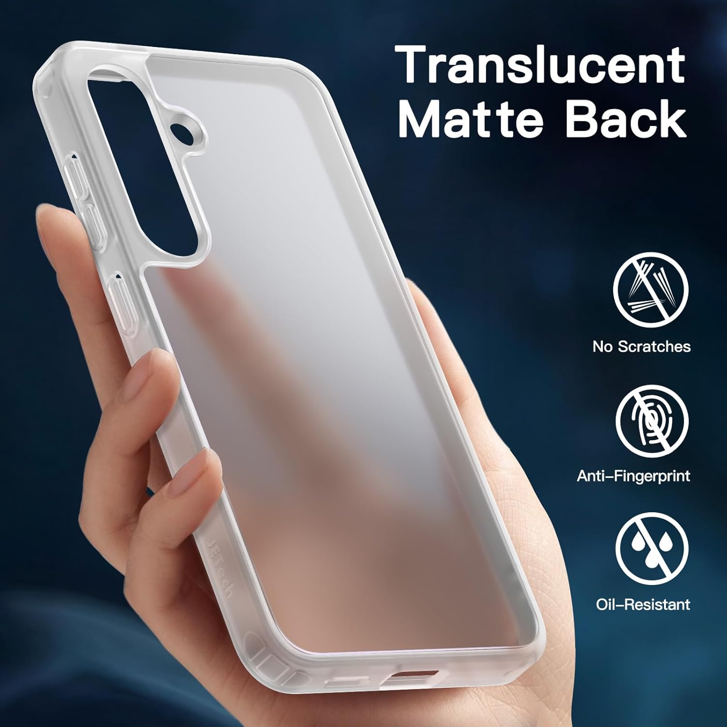 JETech 5 in 1 Matte Case for Samsung Galaxy S24 Ultra 5G with 2-Pack Screen Protector and Camera Lens Protector, Translucent Back Protective Phone Cover, Tempered Glass Film (Black)
