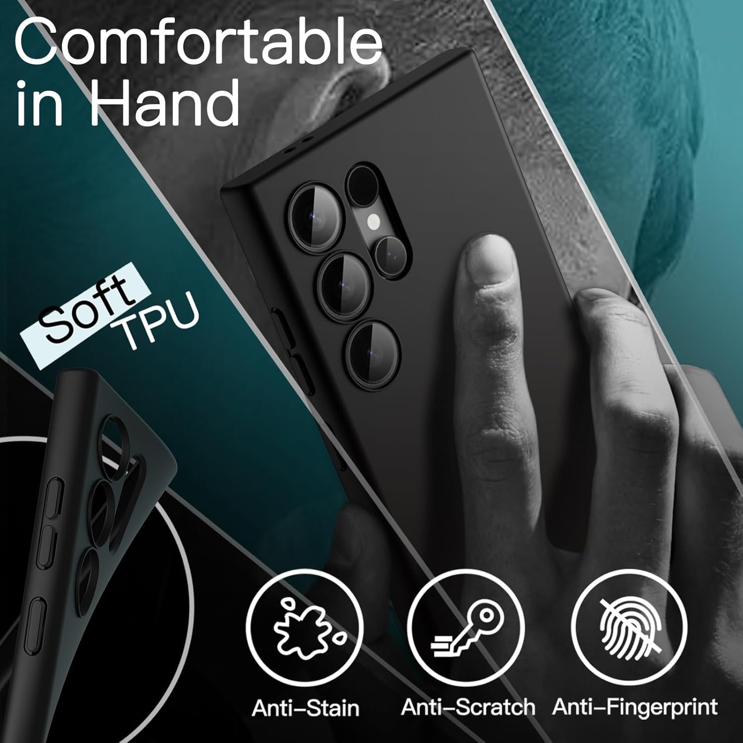 JETech Slim Fit Case for Samsung Galaxy S24 5G, Camera Lens Full Protection, Soft TPU Thin Protective Phone Cover with Matte Finish, Shockproof (Black)