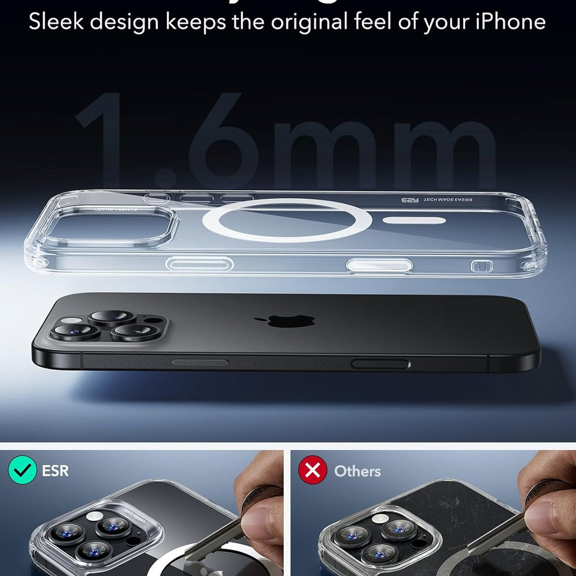 ESR for iPhone 17 Pro Case, Camera Control Cover, Compatible with MagSafe Accessories, Military-Grade Drop Protection, Shock-Absorbing Air Guard Corners, Hybrid Series, Clear