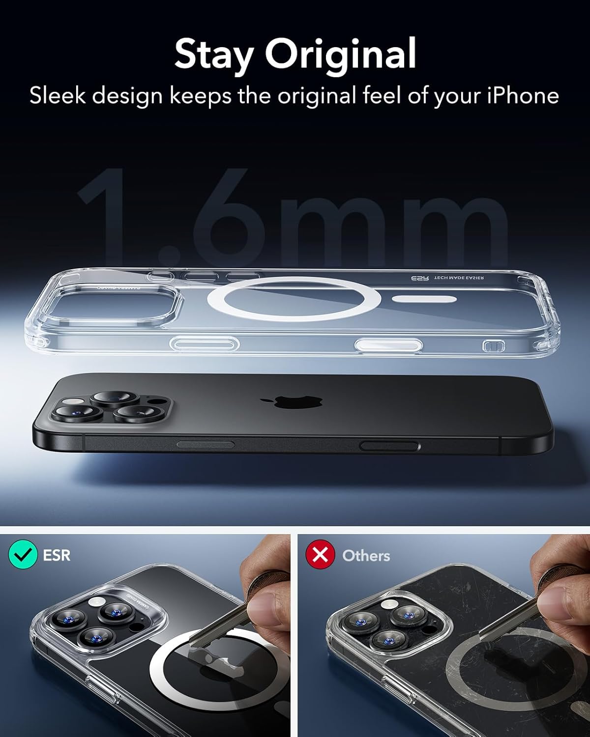ESR for iPhone 17 Pro Case, Camera Control Cover, Compatible with MagSafe Accessories, Military-Grade Drop Protection, Shock-Absorbing Air Guard Corners, Hybrid Series, Clear