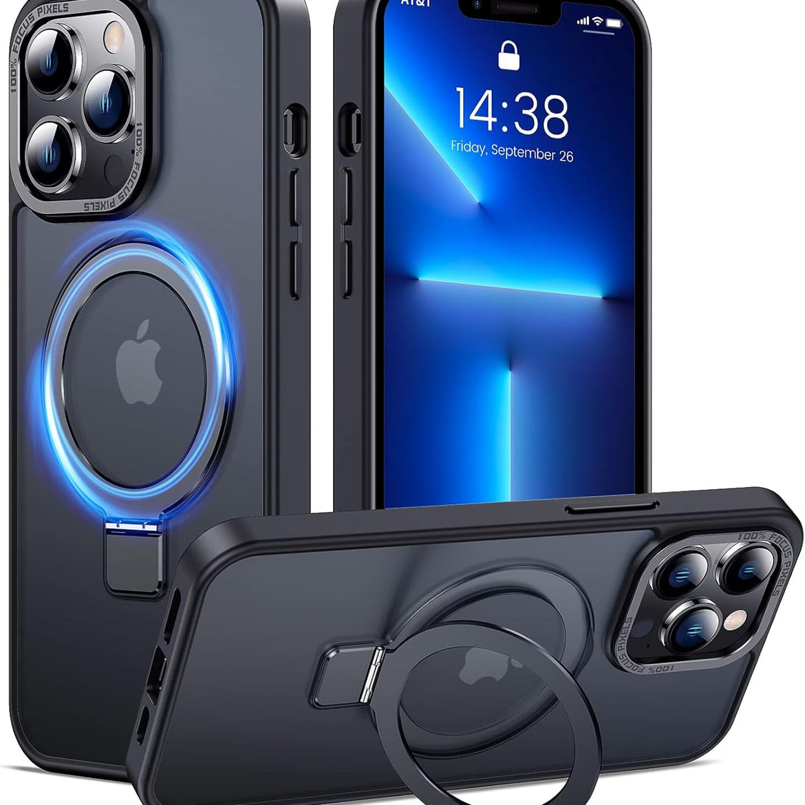 Eligo for iPhone 12 Pro Max Magnetic Case with Invisible Stand, Compatible with MagSafe Shockproof Protection Cover, Translucent Matte Slim Phone Case with Magnet for Apple 12 Pro Max (2020)(Black)