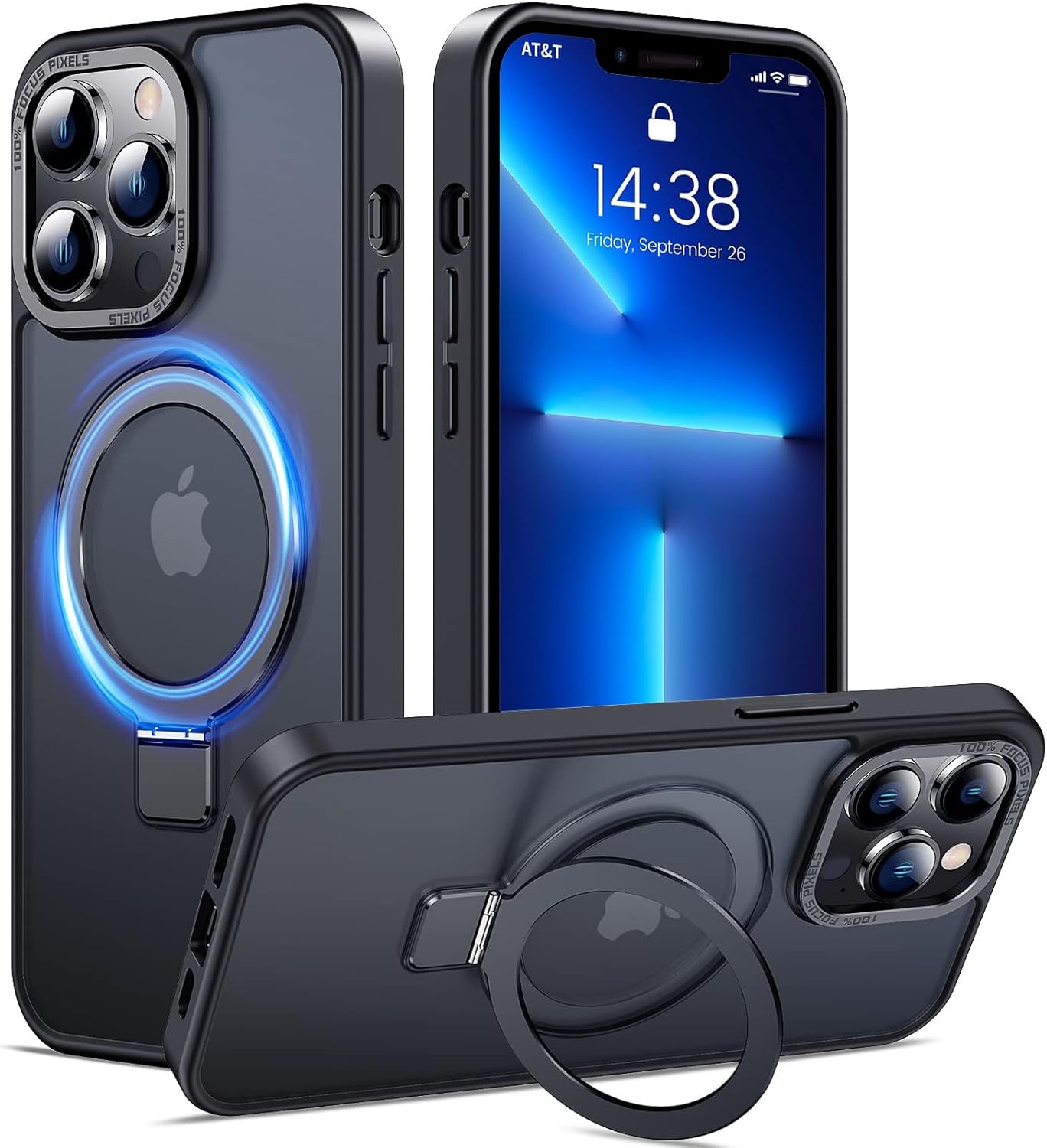 Eligo for iPhone 12 Pro Max Magnetic Case with Invisible Stand, Compatible with MagSafe Shockproof Protection Cover, Translucent Matte Slim Phone Case with Magnet for Apple 12 Pro Max (2020)(Black)