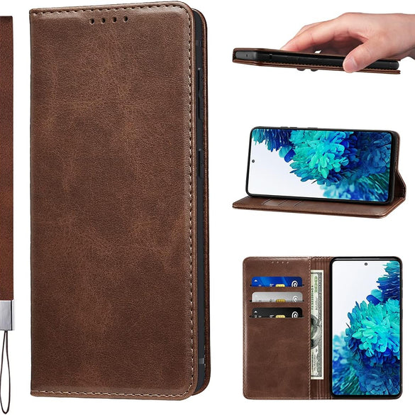 LANJLM Samsung Galaxy A53 5G Case PU Leather Wallet Case Card Holder Shockproof Flip Cover - Brown khaki