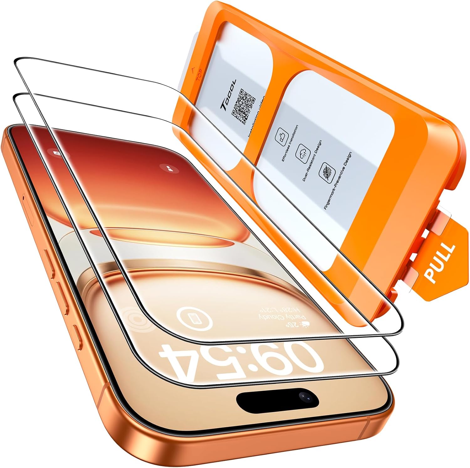 TOCOL 2 Pack for iPhone 15 Pro Screen Protector 6.1 Inch, Easy Installation Full Coverage No Bubbles No Dust Military Grade Shatterproof, 9H Hardness Tempered Glass Screen Protector, Case Friendly
