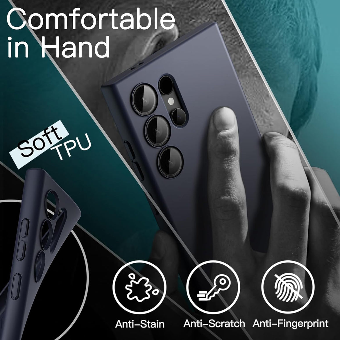 JETech Slim Fit Case for Samsung Galaxy S24 5G, Camera Lens Full Protection, Soft TPU Thin Protective Phone Cover with Matte Finish, Shockproof (Black)