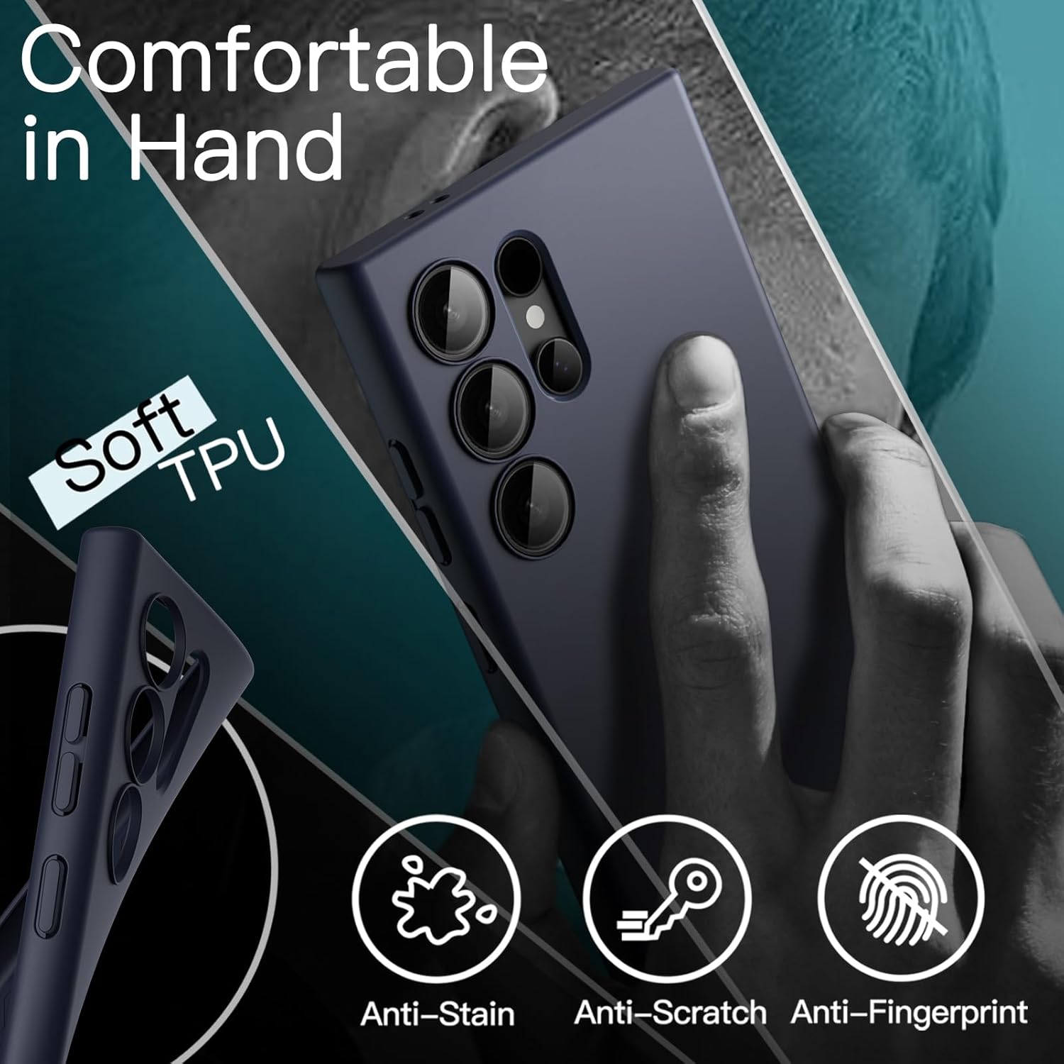 JETech Slim Fit Case for Samsung Galaxy S24 5G, Camera Lens Full Protection, Soft TPU Thin Protective Phone Cover with Matte Finish, Shockproof (Black)