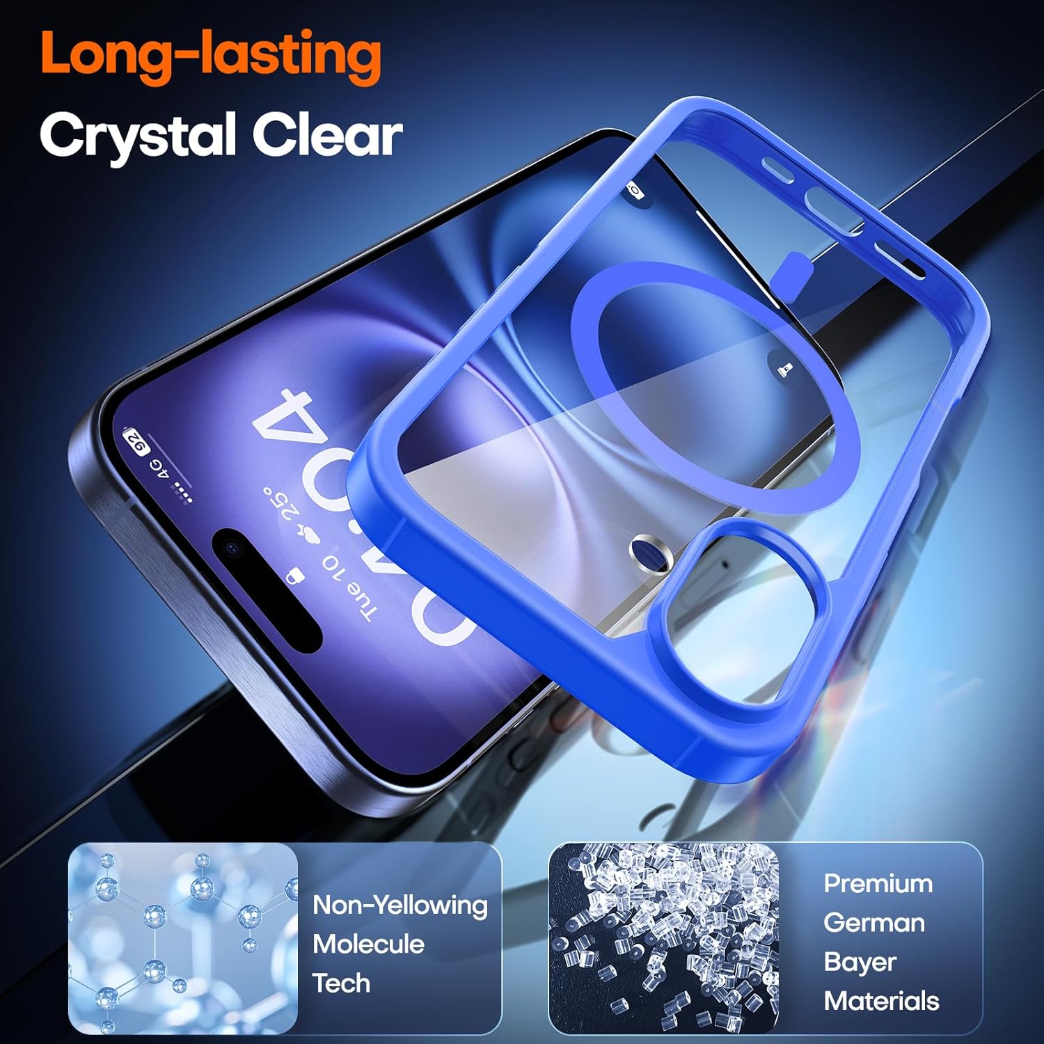 TAURI for iPhone 17 Pro Case with 1-Pack Screen Protector, Camera Lens Full Protection, Military-Grade Protection, Shockproof Transparent Back Bumper Phone Cover - Clear