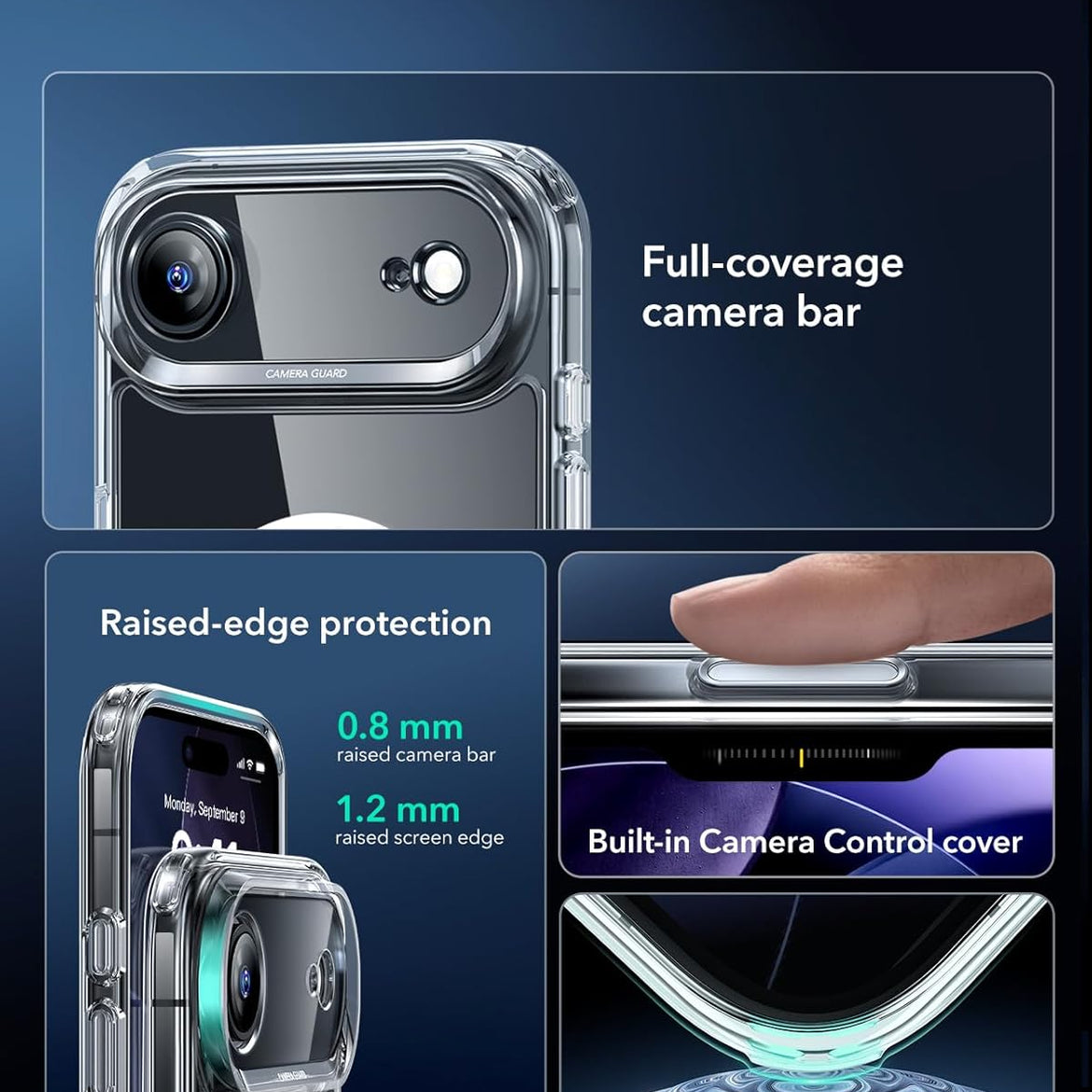 ESR for iPhone 17 Pro Case, Camera Control Cover, Compatible with MagSafe Accessories, Military-Grade Drop Protection, Shock-Absorbing Air Guard Corners, Hybrid Series, Clear