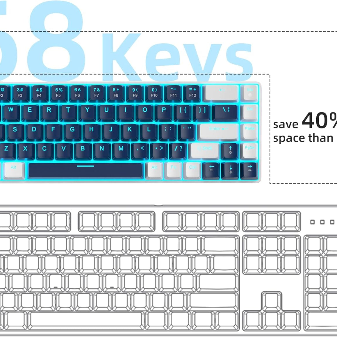 MageGee Portable 60% Mechanical Gaming Keyboard (Grey/Blue Switch)