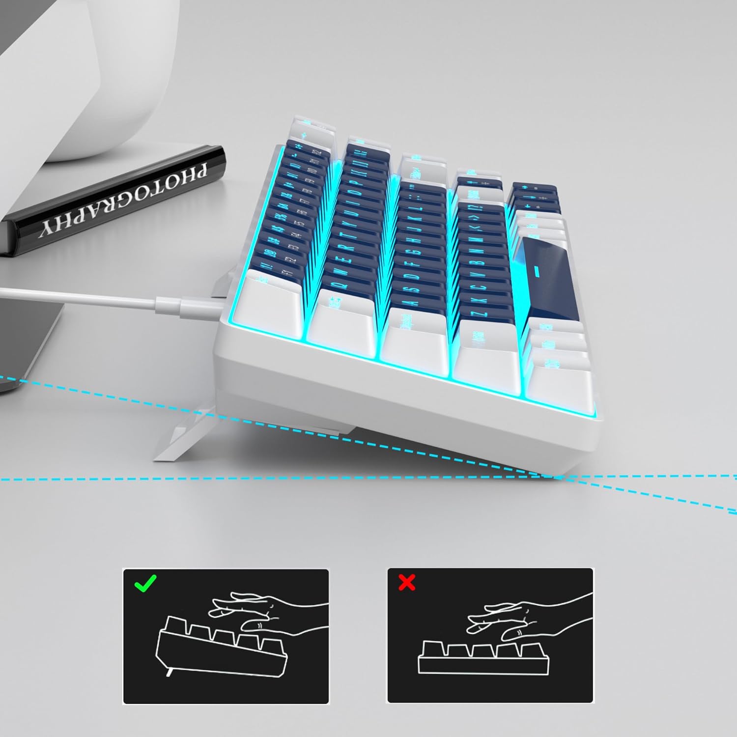 MageGee Portable 60% Mechanical Gaming Keyboard (Grey/Blue Switch)