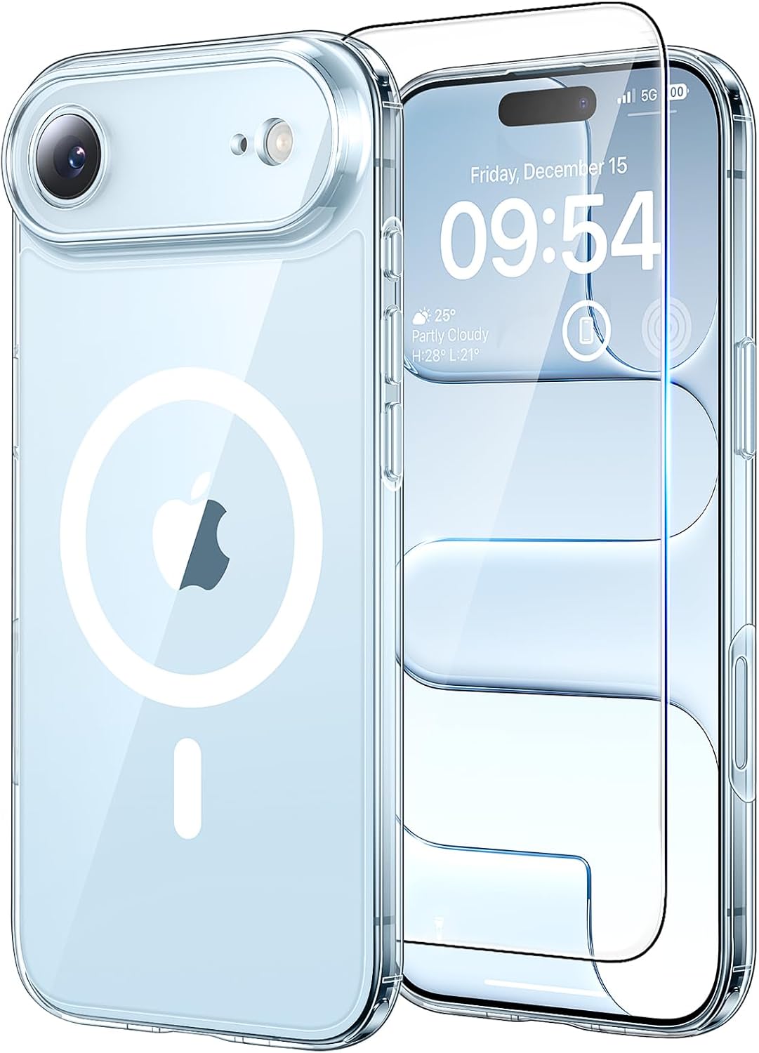 TAURI for iPhone 17 Pro Case with 1-Pack Screen Protector, Camera Lens Full Protection, Military-Grade Protection, Shockproof Transparent Back Bumper Phone Cover - Clear