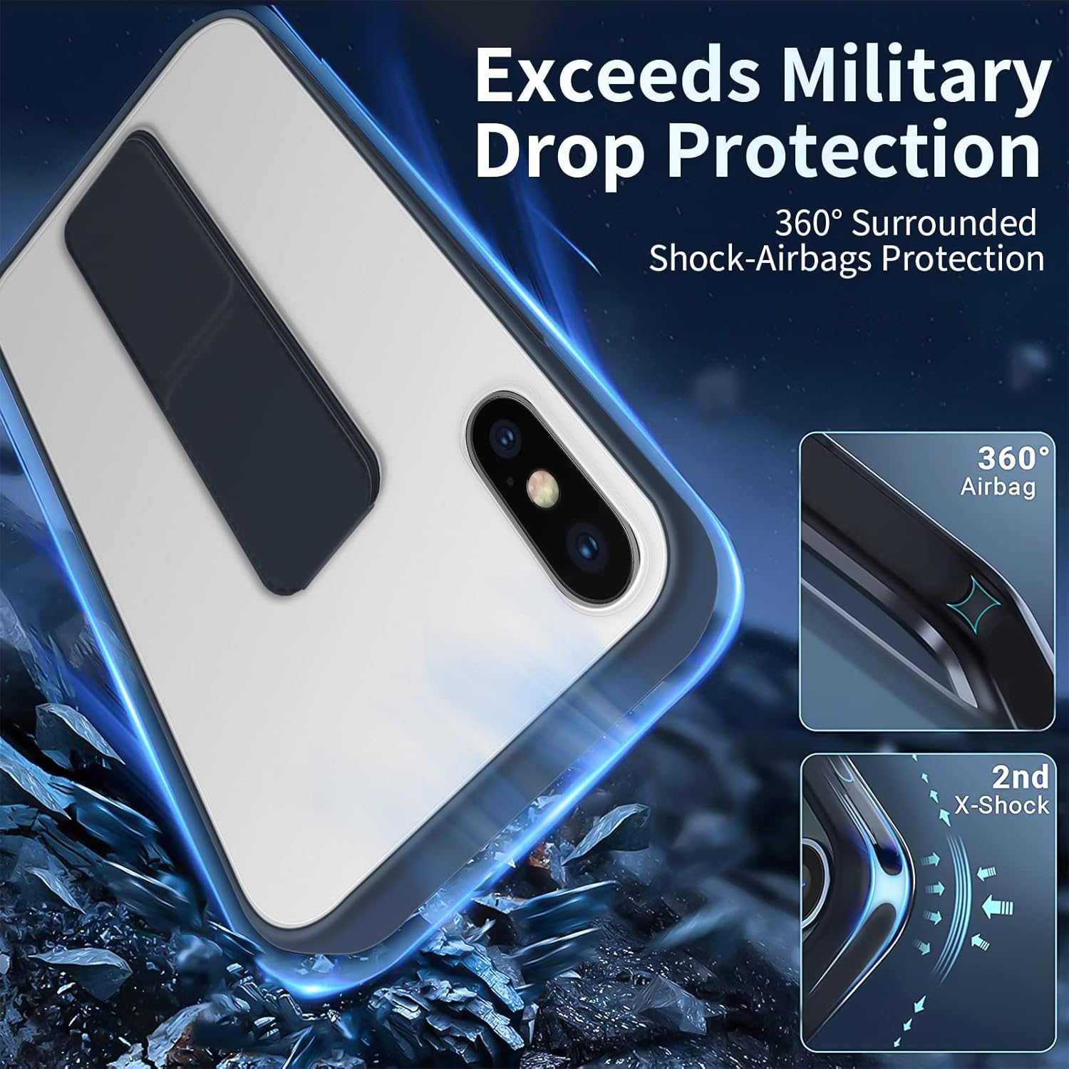 INFOSUN for iPhone 14 Pro Case Stand Cover Matte Cases with Frosted Back Hand Grip Kickstand Cover Holder Shockproof Translucent Design for iPhone 14 Pro (6.1 Inch) (2022) (Black)