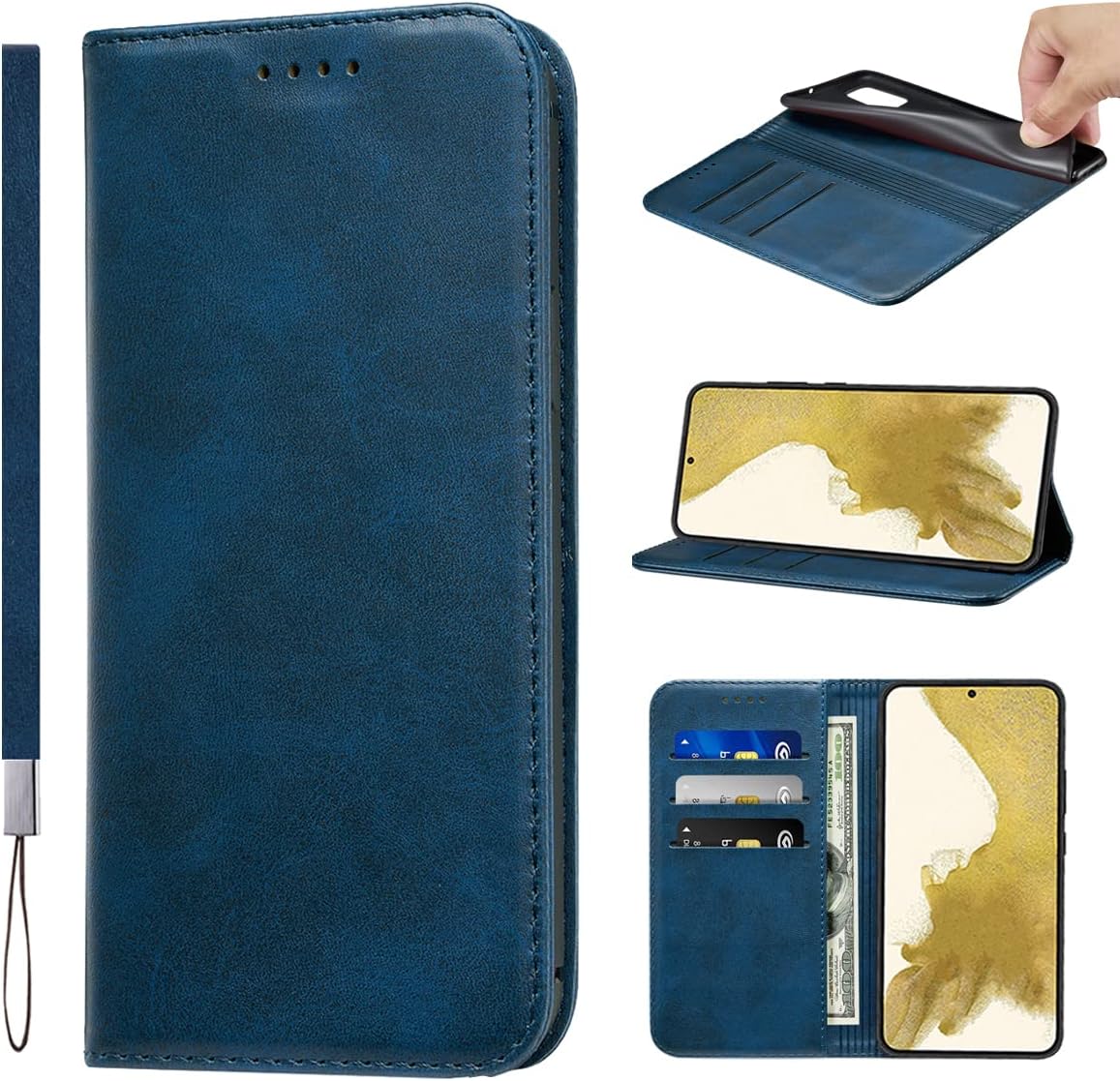 LANJLM Samsung Galaxy A53 5G Case PU Leather Wallet Case Card Holder Shockproof Flip Cover - Brown khaki