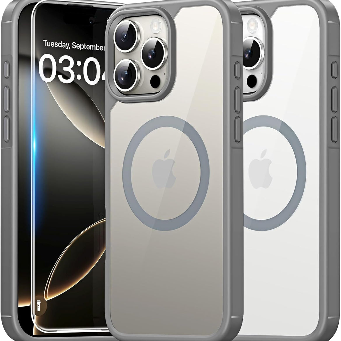 TAURI for iPhone 17 Pro Case with 1-Pack Screen Protector, Camera Lens Full Protection, Military-Grade Protection, Shockproof Transparent Back Bumper Phone Cover - Clear