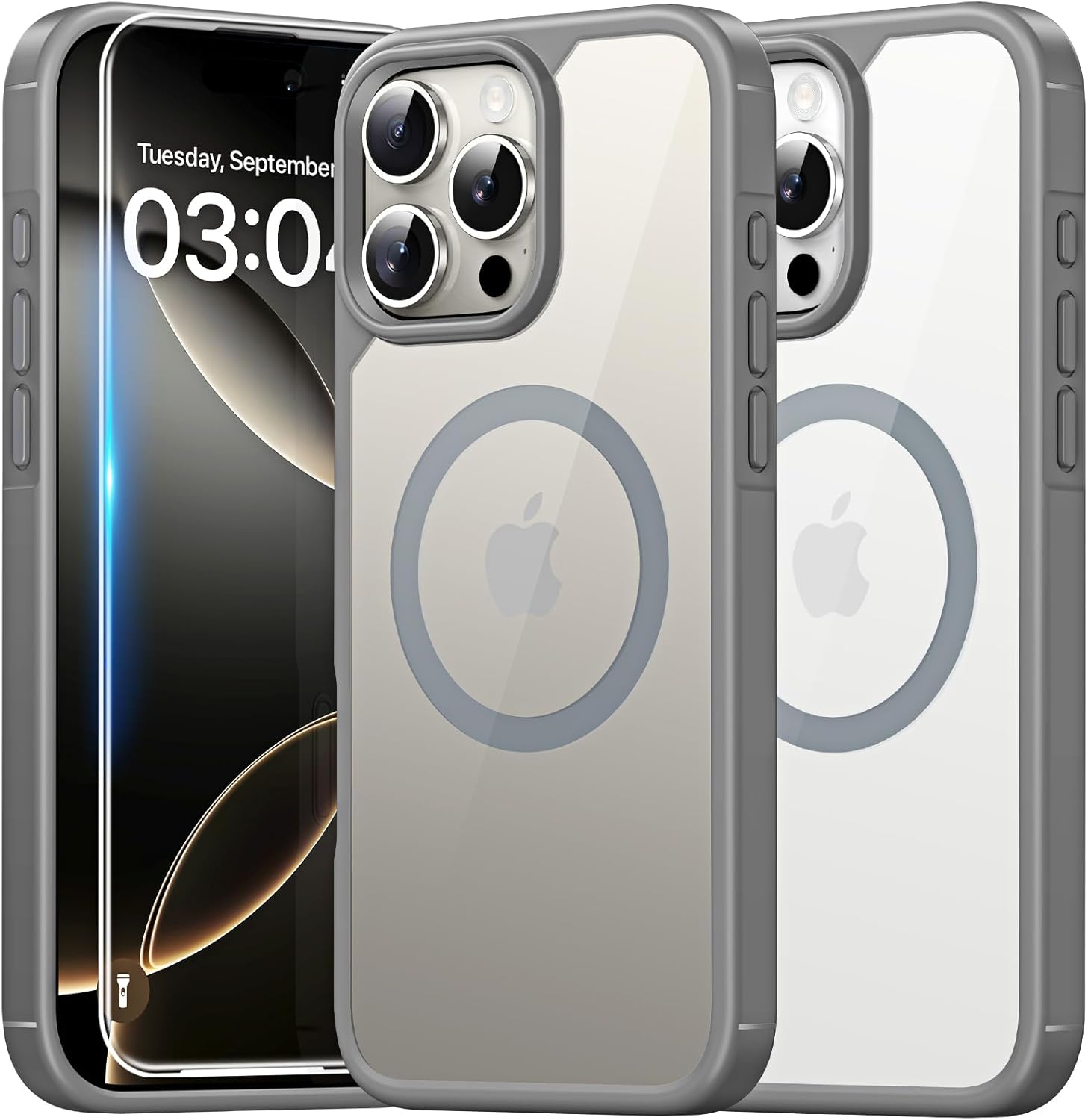 TAURI for iPhone 17 Pro Case with 1-Pack Screen Protector, Camera Lens Full Protection, Military-Grade Protection, Shockproof Transparent Back Bumper Phone Cover - Clear