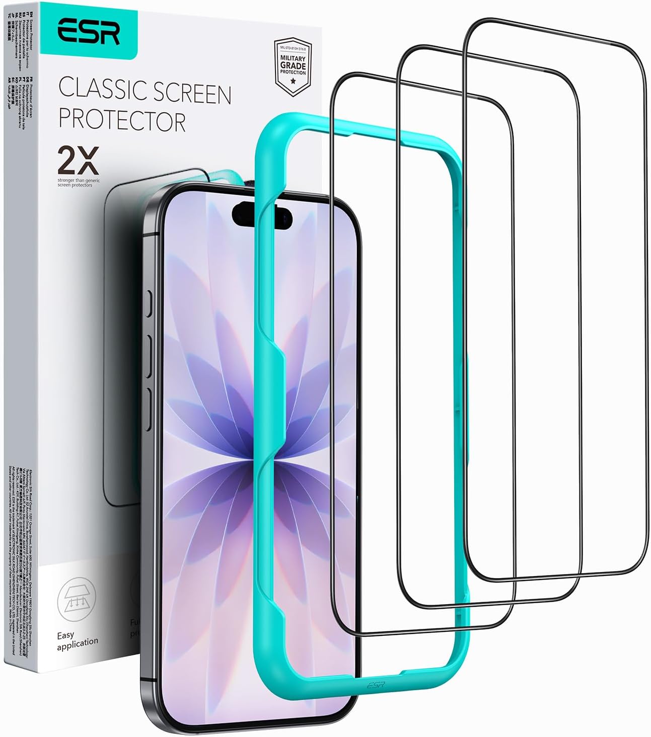 ESR 3 Pack for iPhone 17 Pro Max Screen Protectors, High Clarity, 9H Hardness Scratch Resistant, Military-Grade Tempered Glass, Shatterproof, Screen Guard with Easy Installation Tool