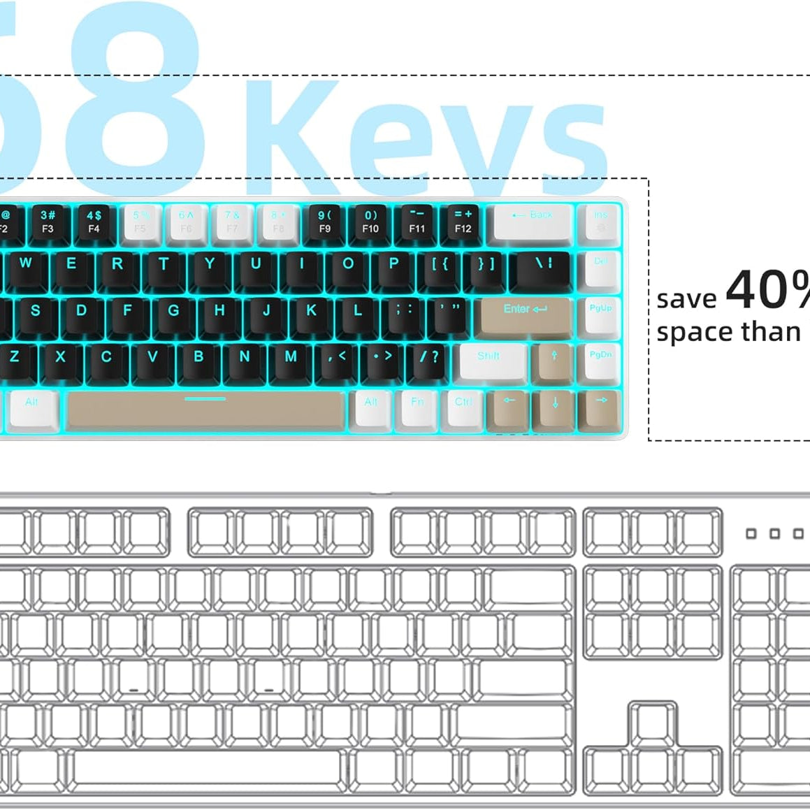 MageGee Portable 60% Mechanical Gaming Keyboard (Grey/Blue Switch)