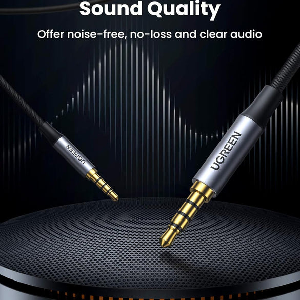 UGREEN Aux Cable 3.5mm 4-Pole Male to Male Audio Cable 2M with Mic Flexible Braided TRRS Aux Cord Auxiliary Cord Compatible for MacBook Pro 2021 Mic PS4 Xbox Switch Phone Tablet Car Stereo MP3 Player