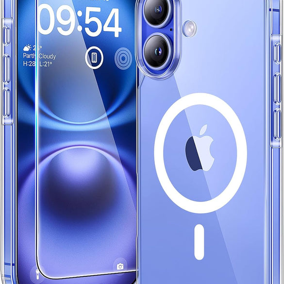 TAURI for iPhone 17 Pro Case with 1-Pack Screen Protector, Camera Lens Full Protection, Military-Grade Protection, Shockproof Transparent Back Bumper Phone Cover - Clear