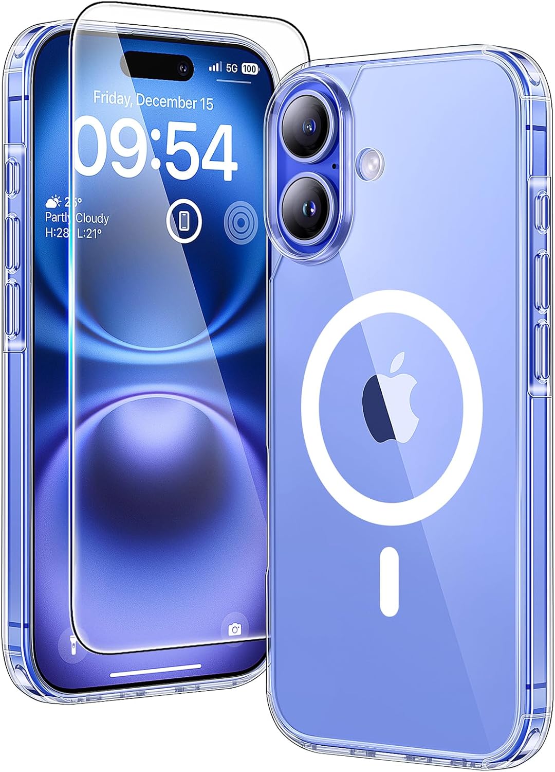 TAURI for iPhone 17 Pro Case with 1-Pack Screen Protector, Camera Lens Full Protection, Military-Grade Protection, Shockproof Transparent Back Bumper Phone Cover - Clear