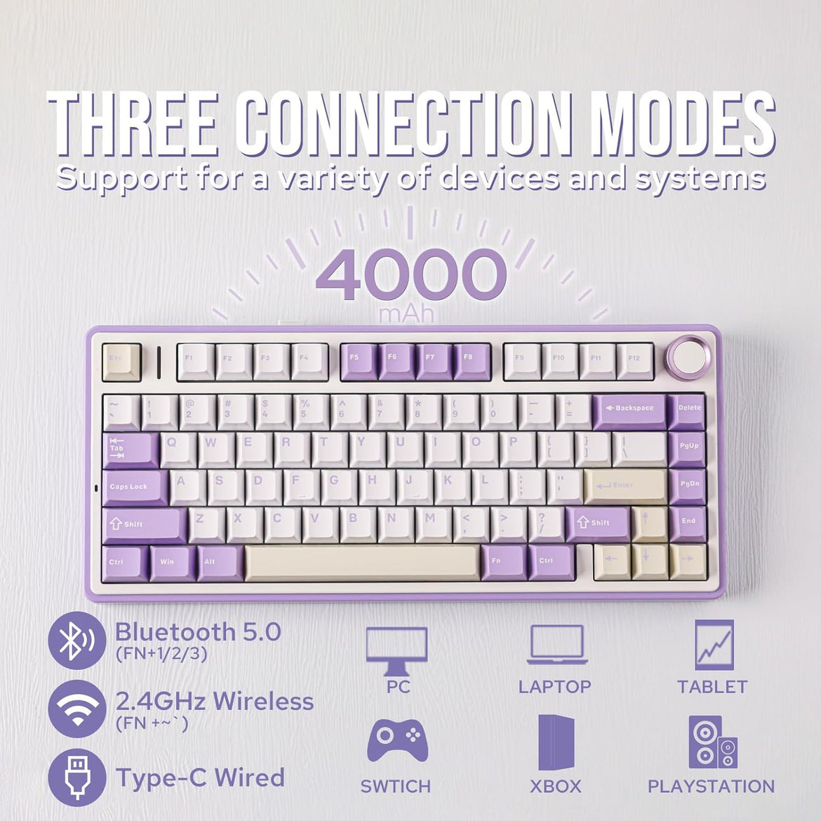 EPOMAKER x AULA F75 Gasket Mechanical Keyboard, 75% Wireless Hot Swappable Gaming Keyboard with Five-Layer Padding&Knob, Bluetooth/2.4GHz/USB-C, RGB (Black Gradient, LEOBOG Reaper Switch)