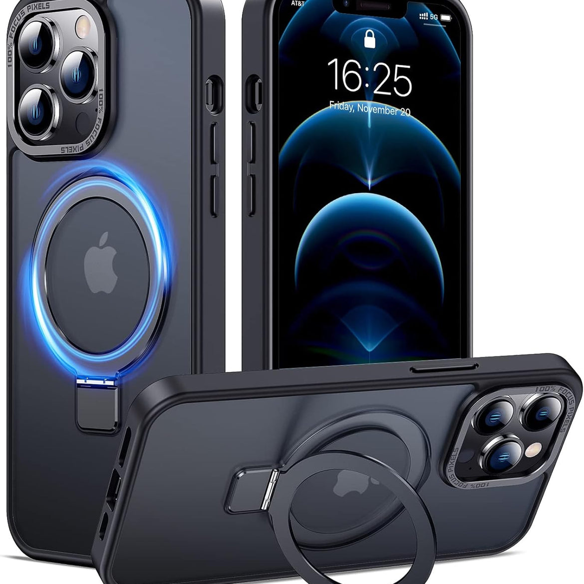 Eligo for iPhone 12 Pro Max Magnetic Case with Invisible Stand, Compatible with MagSafe Shockproof Protection Cover, Translucent Matte Slim Phone Case with Magnet for Apple 12 Pro Max (2020)(Black)