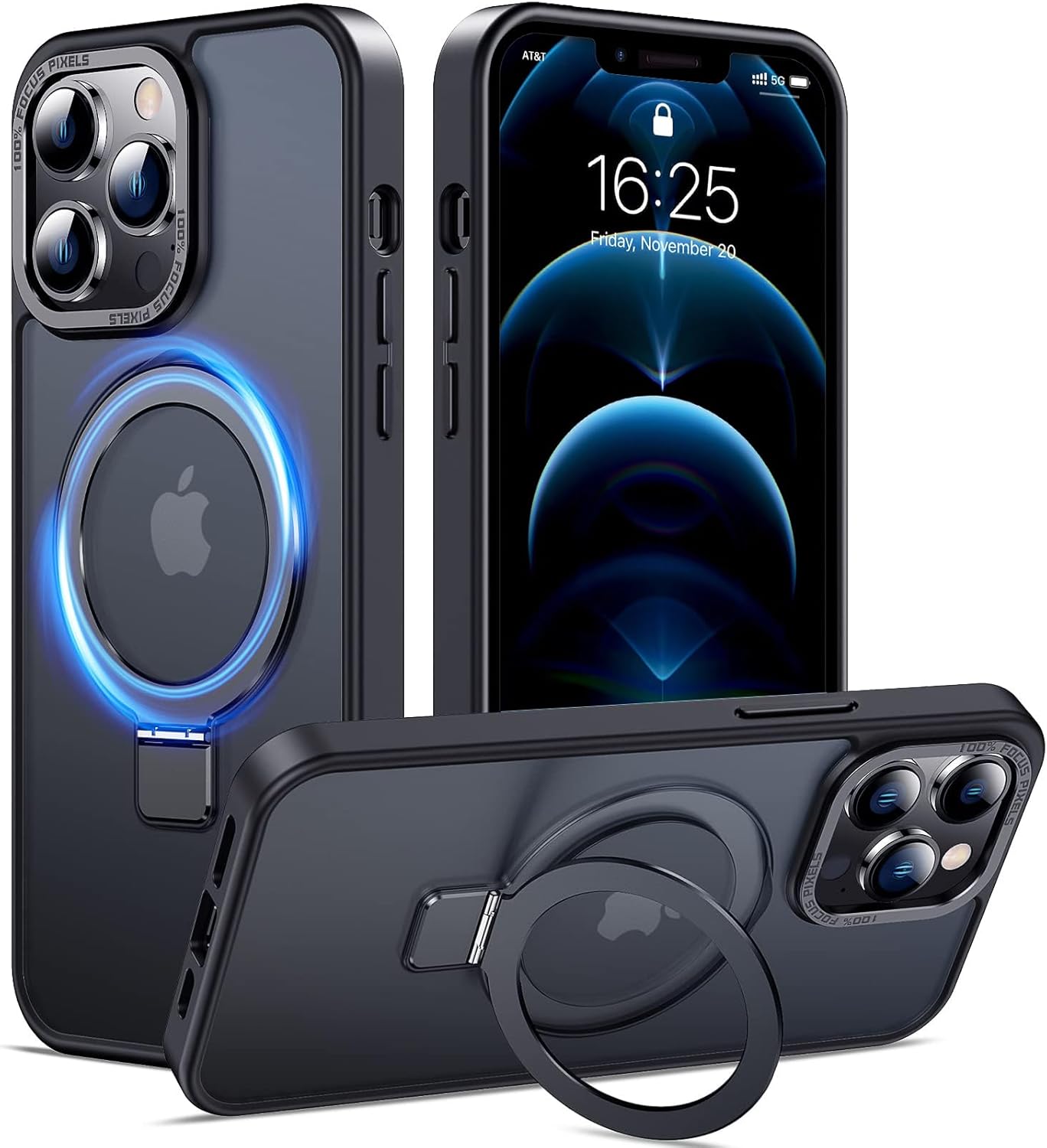 Eligo for iPhone 12 Pro Max Magnetic Case with Invisible Stand, Compatible with MagSafe Shockproof Protection Cover, Translucent Matte Slim Phone Case with Magnet for Apple 12 Pro Max (2020)(Black)