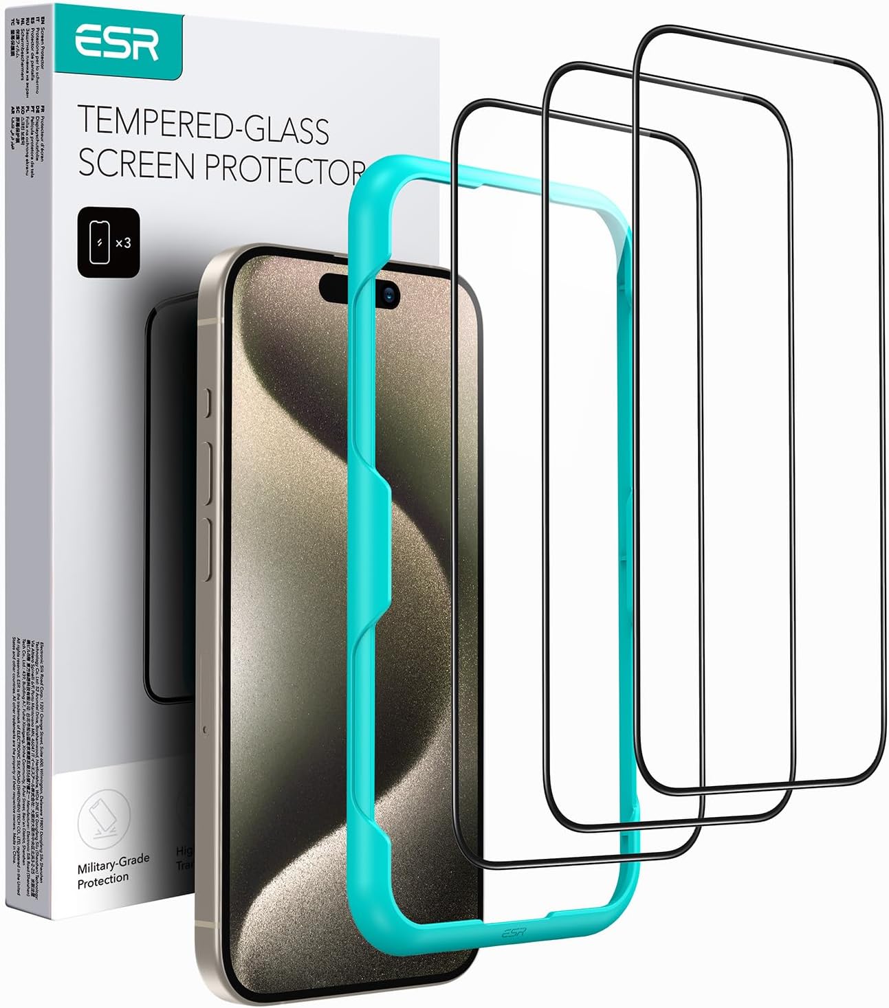 ESR 3 Pack for iPhone 17 Pro Max Screen Protectors, High Clarity, 9H Hardness Scratch Resistant, Military-Grade Tempered Glass, Shatterproof, Screen Guard with Easy Installation Tool
