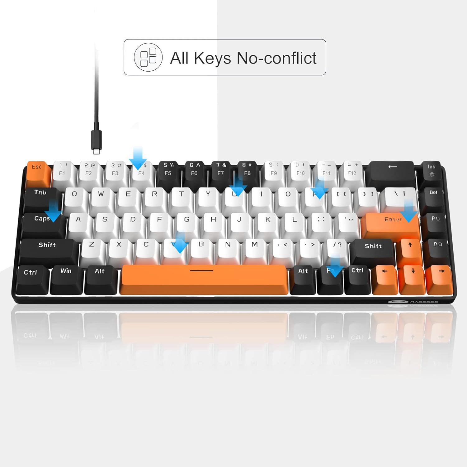 MageGee Portable 60% Mechanical Gaming Keyboard (Grey/Blue Switch)