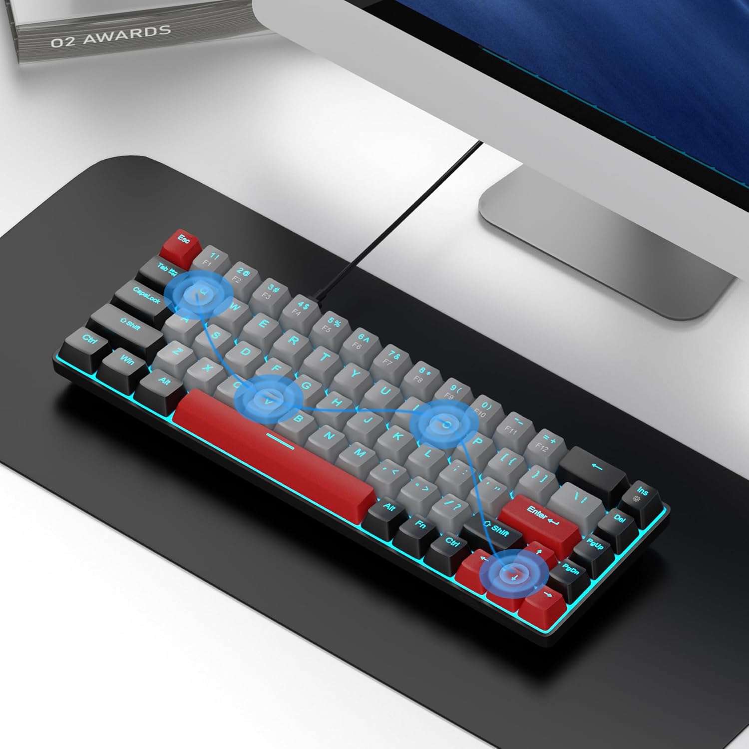 MageGee Portable 60% Mechanical Gaming Keyboard (Grey/Blue Switch)