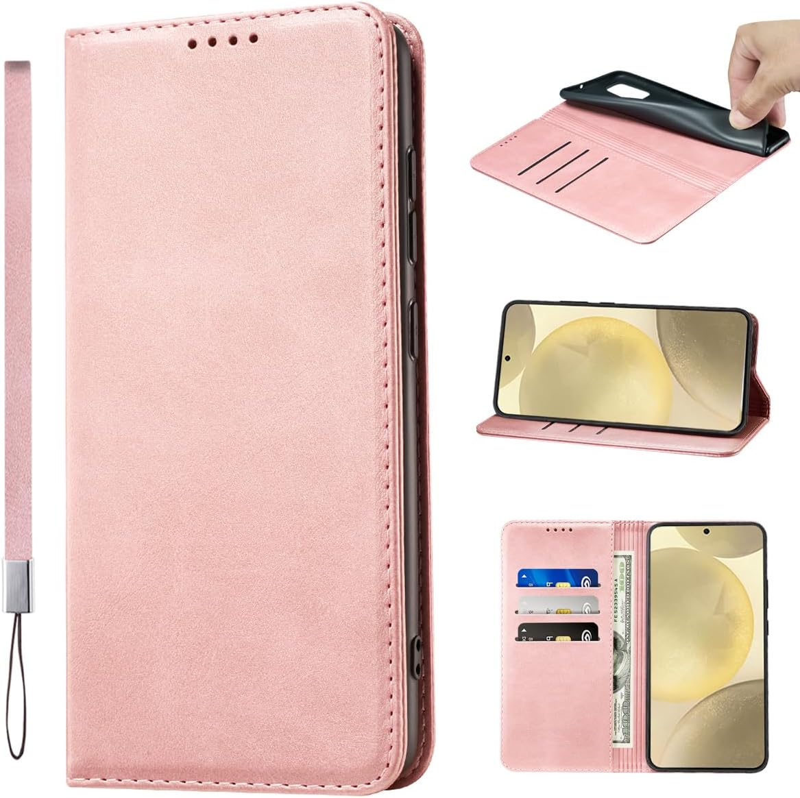 LANJLM Samsung Galaxy A53 5G Case PU Leather Wallet Case Card Holder Shockproof Flip Cover - Brown khaki