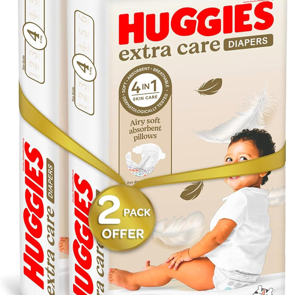 Huggies Extra Care, Size 4, 8-14 kg, Twin Jumbo Pack, 136 Diapers