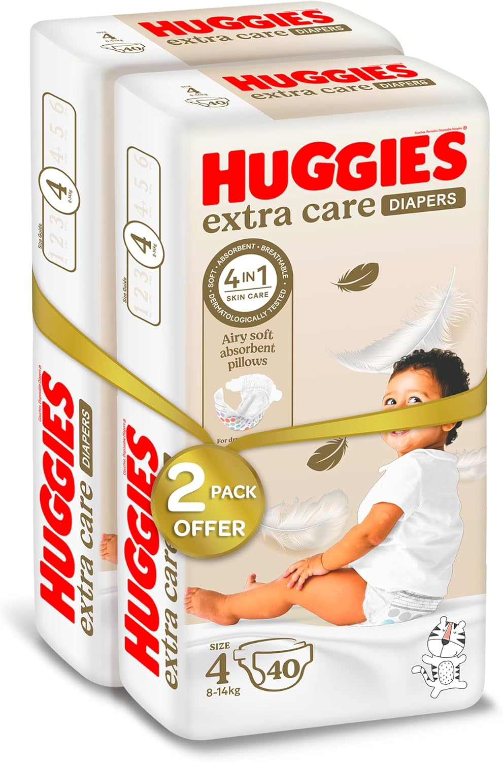 Huggies Extra Care, Size 4, 8-14 kg, Twin Jumbo Pack, 136 Diapers
