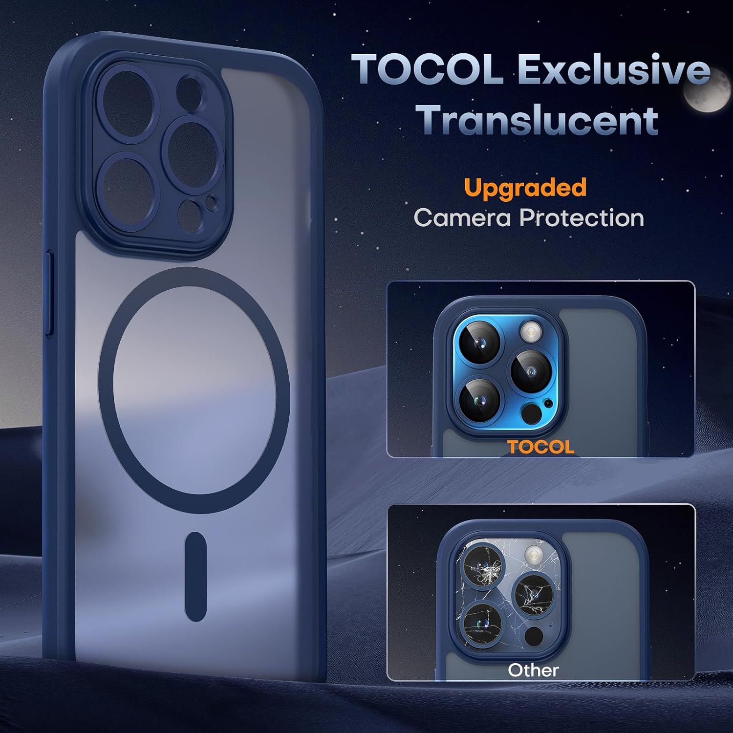 TOCOL for iPhone 17 Pro Max Case 6.9-inch, Built-in Magnetic Ring, Upgraded Camera Protection, Compatible with Magsafe, Military Grade Shockproof, Non-slip Translucent Matte Case, Black