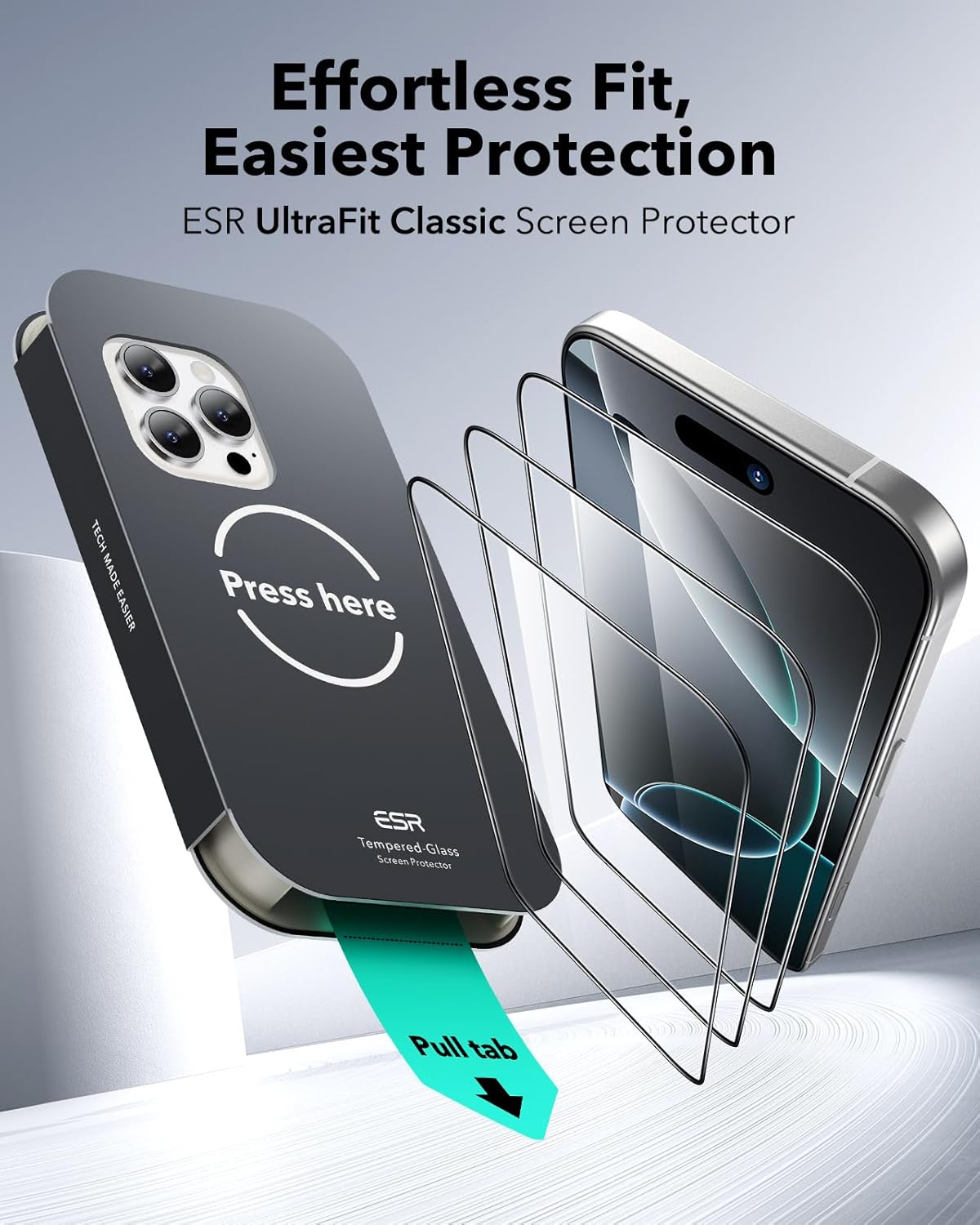 ESR 3 Pack for iPhone 17 Pro Max Screen Protectors Tempered Glass, High Clarity, 9H Hardness Scratch Resistant, Full Coverage, Military-Grade, Shatterproof, Screen Guard with Ultra Fit Tray