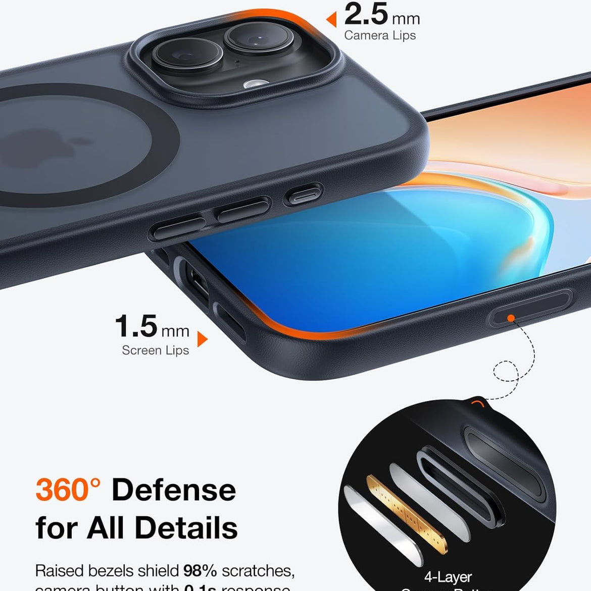 TORRAS Magnetic Shockproof for iPhone 17 Pro Case, Compatible with Magsafe, Military-Grade Drop Tested, Translucent Slim Protective for iPhone 17 Pro Case Anti-Fingerprint Anti-Scratch, Deep Blue