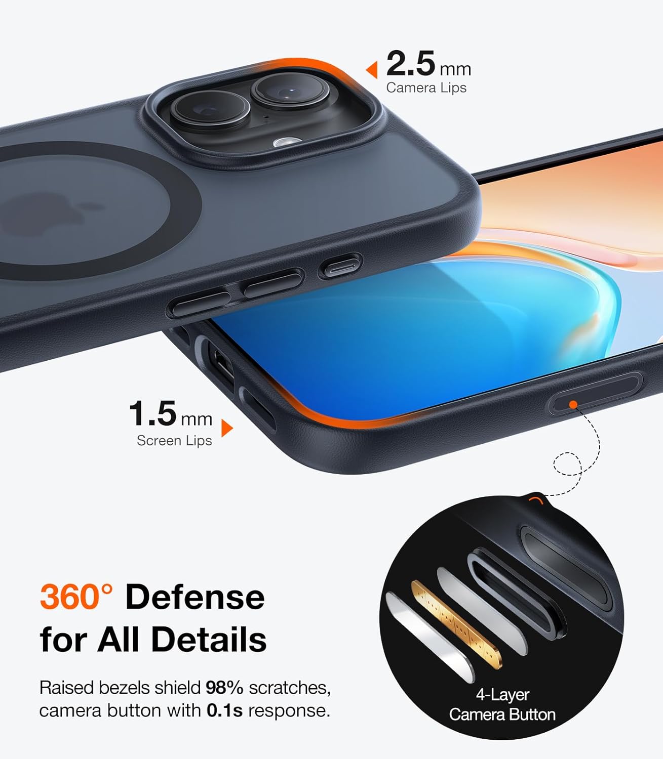 TORRAS Magnetic Shockproof for iPhone 17 Pro Case, Compatible with Magsafe, Military-Grade Drop Tested, Translucent Slim Protective for iPhone 17 Pro Case Anti-Fingerprint Anti-Scratch, Deep Blue