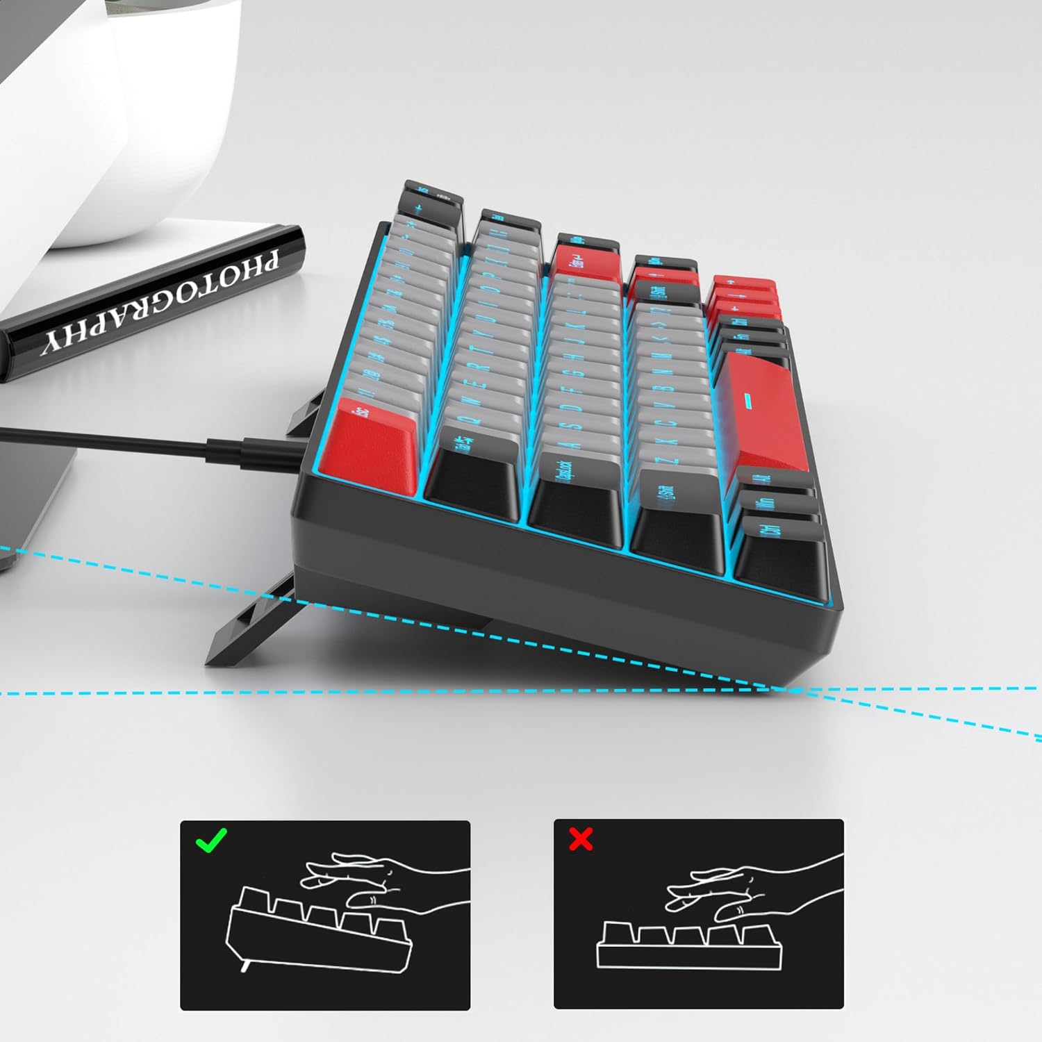 MageGee Portable 60% Mechanical Gaming Keyboard (Grey/Blue Switch)