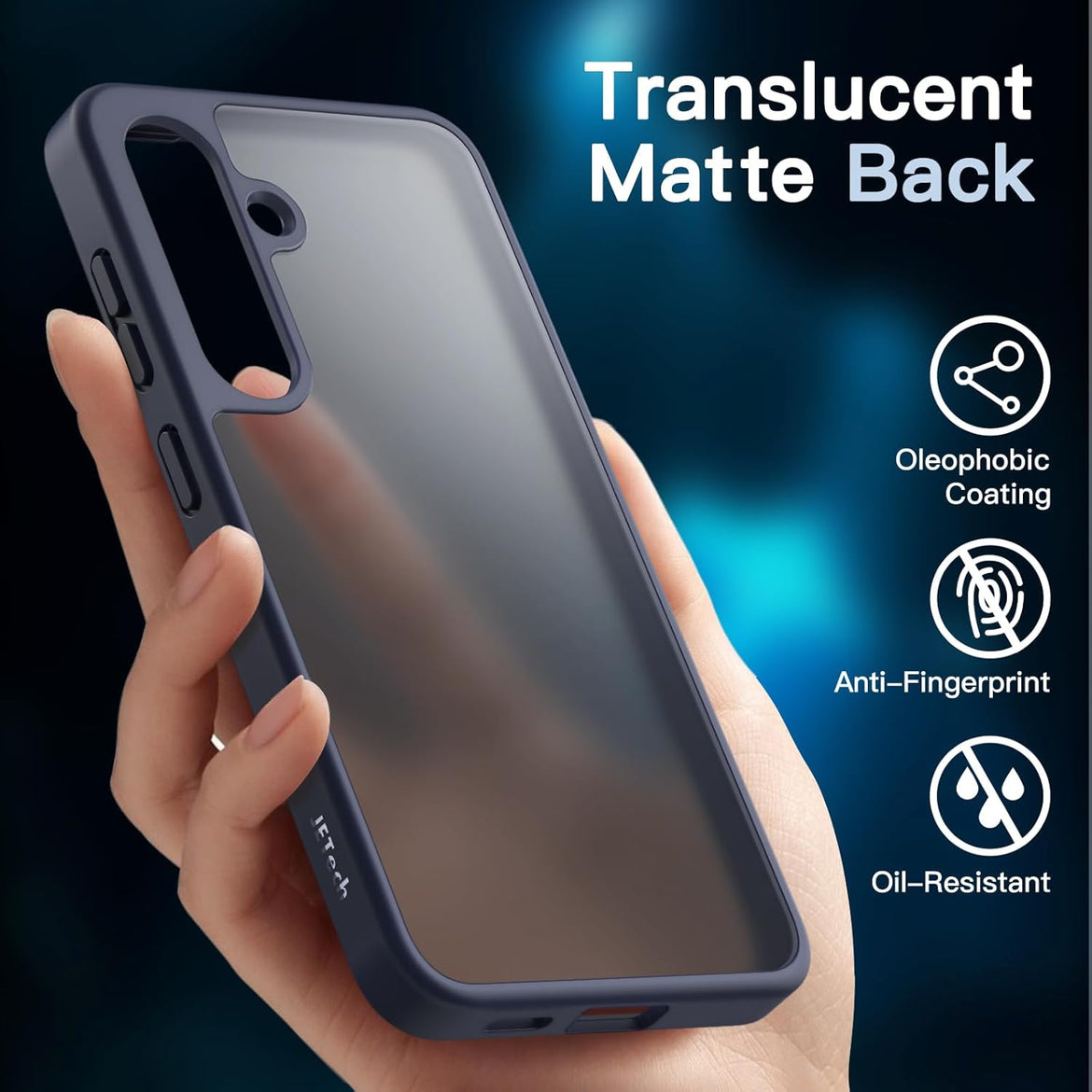 JETech 5 in 1 Matte Case for Samsung Galaxy S24 Ultra 5G with 2-Pack Screen Protector and Camera Lens Protector, Translucent Back Protective Phone Cover, Tempered Glass Film (Black)