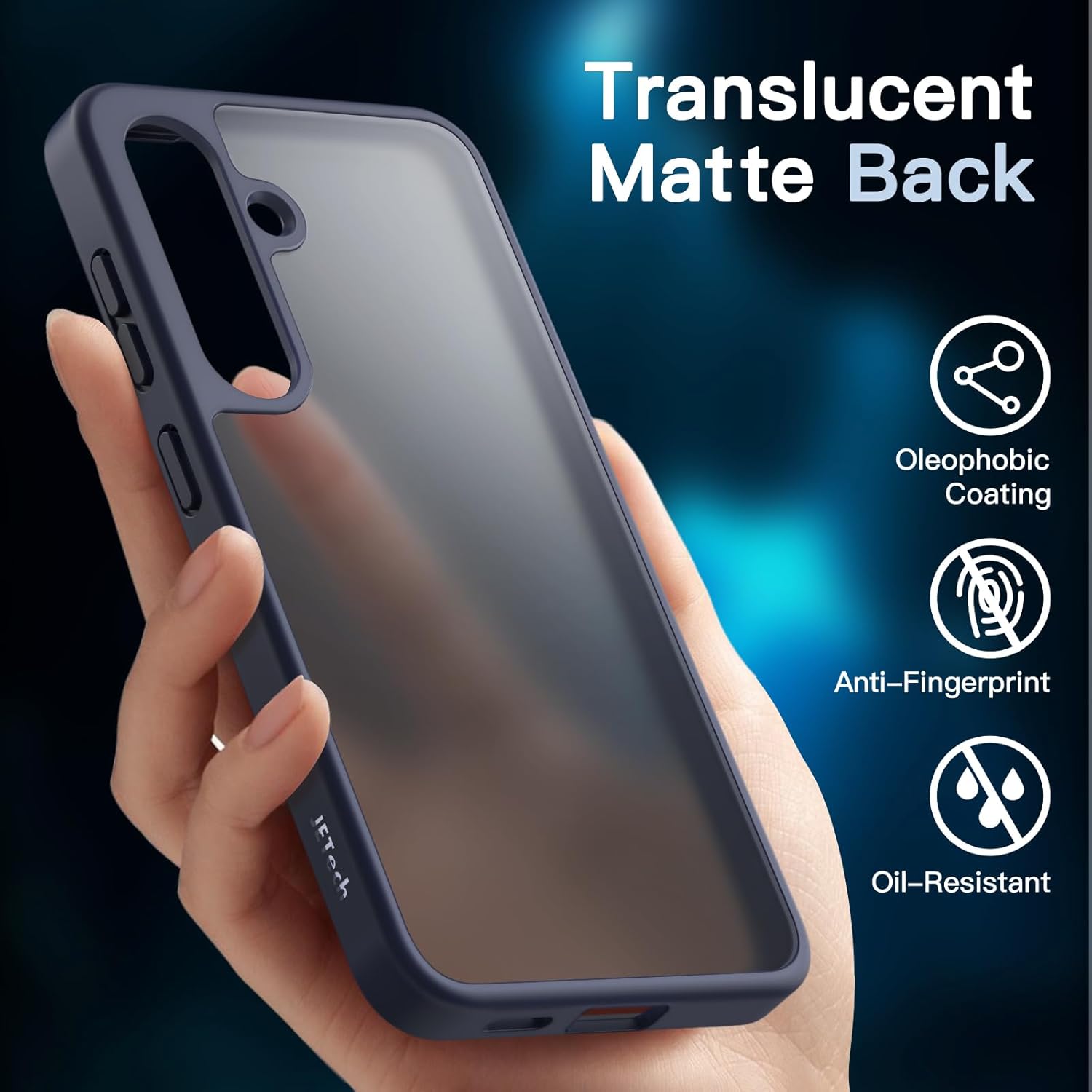 JETech 5 in 1 Matte Case for Samsung Galaxy S24 Ultra 5G with 2-Pack Screen Protector and Camera Lens Protector, Translucent Back Protective Phone Cover, Tempered Glass Film (Black)
