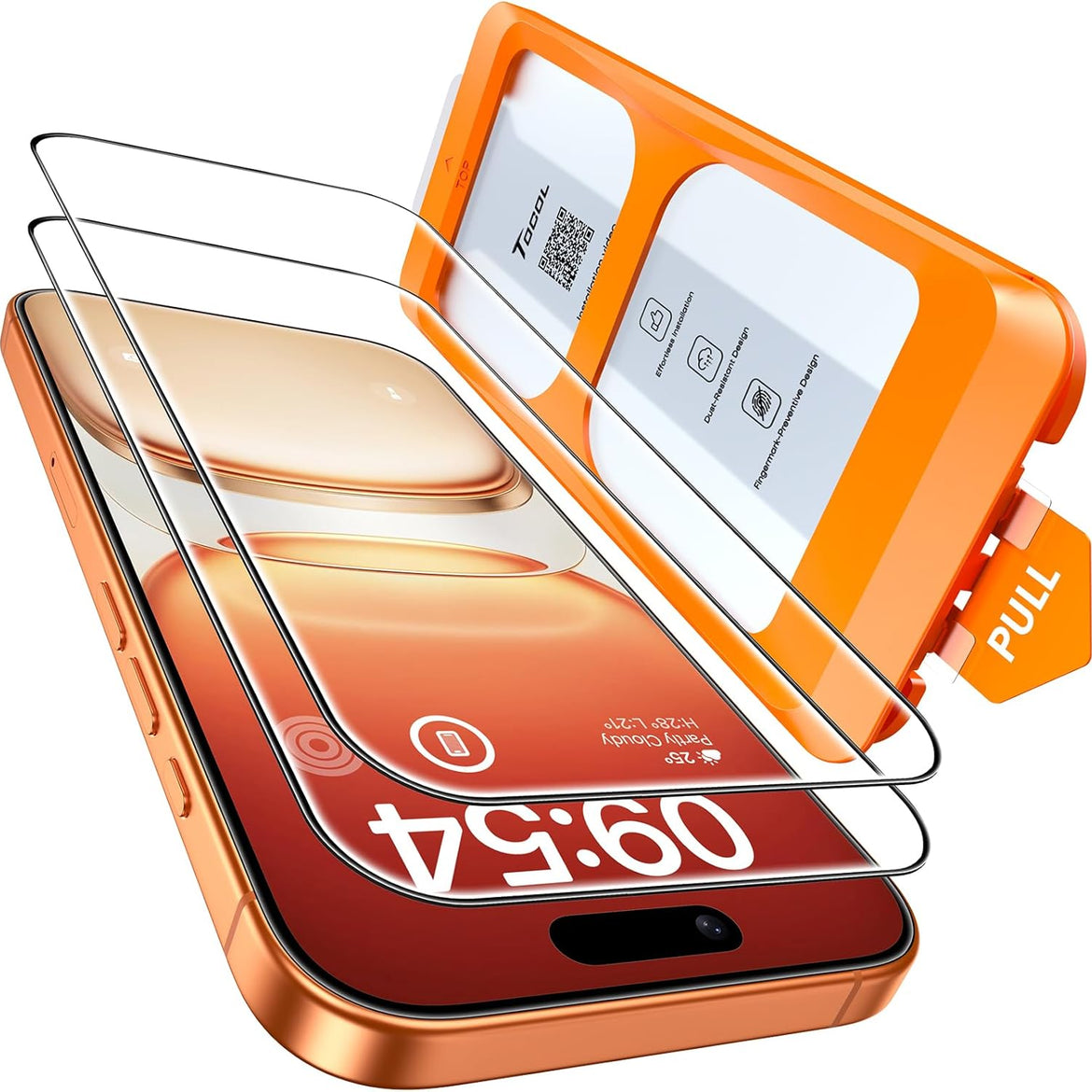 TOCOL 2 Pack for iPhone 15 Pro Screen Protector 6.1 Inch, Easy Installation Full Coverage No Bubbles No Dust Military Grade Shatterproof, 9H Hardness Tempered Glass Screen Protector, Case Friendly