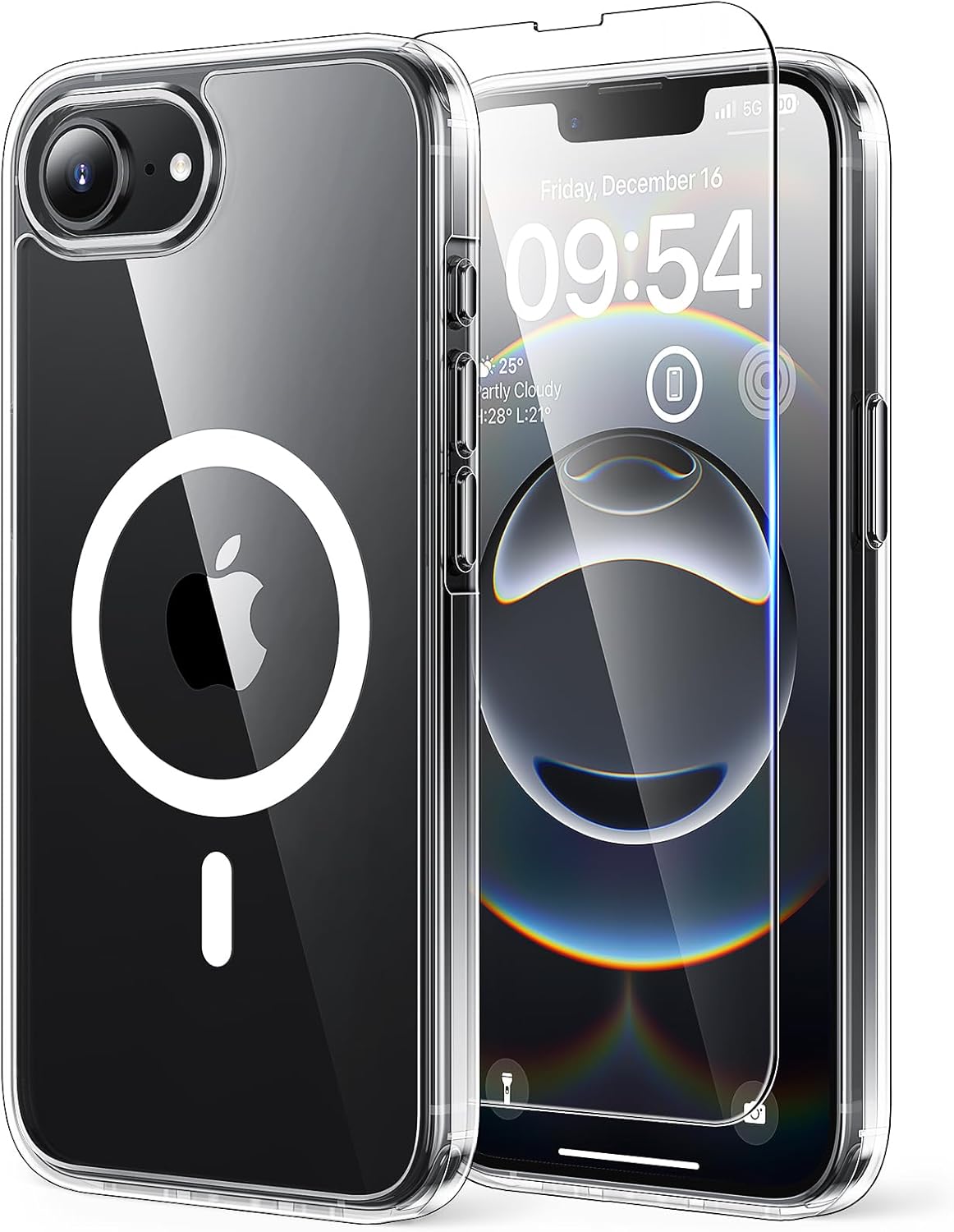 TAURI for iPhone 17 Pro Case with 1-Pack Screen Protector, Camera Lens Full Protection, Military-Grade Protection, Shockproof Transparent Back Bumper Phone Cover - Clear