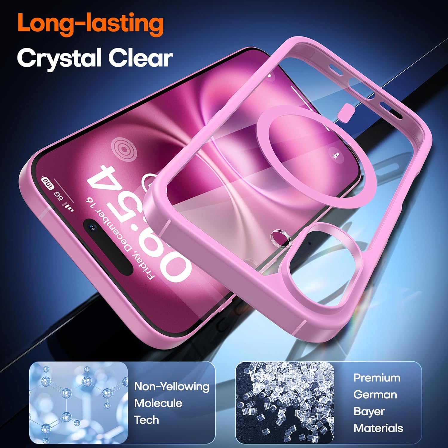 TAURI for iPhone 17 Pro Case with 1-Pack Screen Protector, Camera Lens Full Protection, Military-Grade Protection, Shockproof Transparent Back Bumper Phone Cover - Clear